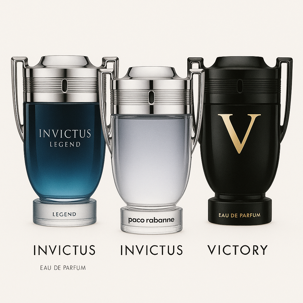 Paquete de 3 perfumes: Paco Rabanne INVICTUS LEGEND, Paco Rabanne INVICTUS, Paco Rabanne INVICTUS VICTORY (Eau de Parfum)