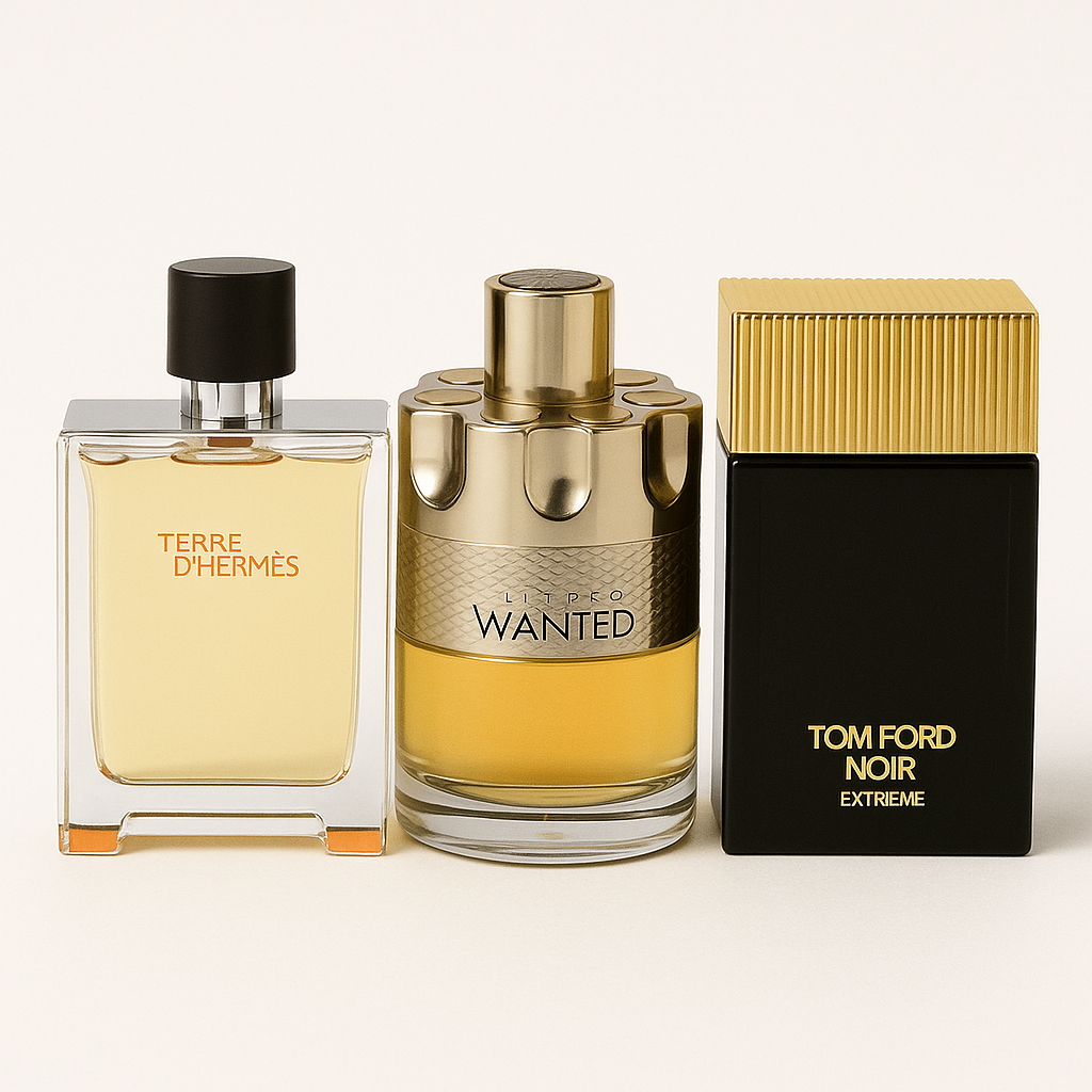 Paquete de 3 perfumes: Terre d’Hermès, Azzaro Wanted, Tom Ford Noir Extreme (Eau de Parfum)