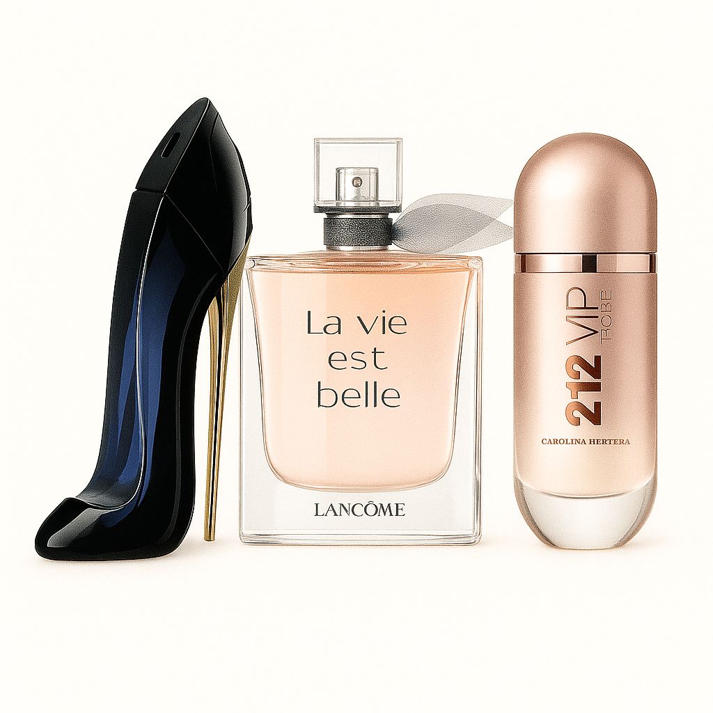 Paquete de 3 perfumes: Carolina Herrera GOOD GIRL, Lancôme LA VIE EST BELLE, Carolina Herrera 212 VIP ROSÉ (Eau de Parfum)