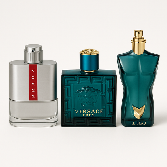 Paquete de 3 perfumes: Prada Luna Rossa, Versace Eros, Le Beau (Eau de Parfum)