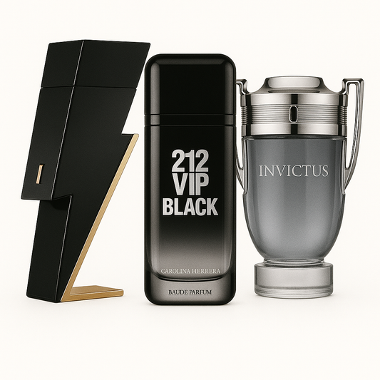 Paquete de 3 perfumes:  Carolina Herrera BAD BOY, Carolina Herrera 212 VIP BLACK, Paco Rabanne INVICTUS (Eau de Parfum)
