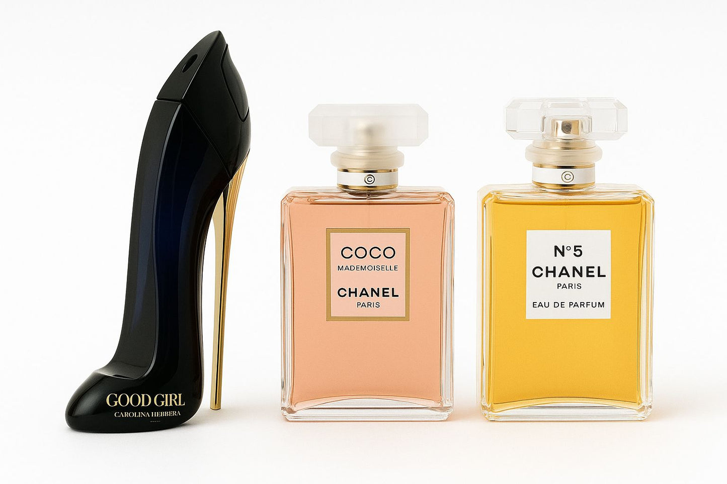Paquete de 3 perfumes: GOOD GIRL, COCO MADEMOISELLE e Chanel Nº5 100 ml